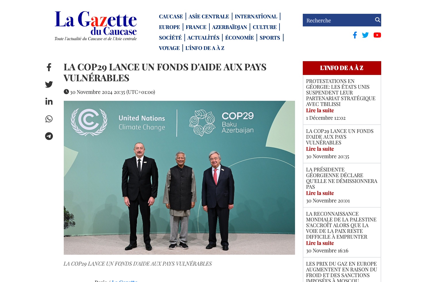 Azerbaijan’s leadership made Loss and Damage Fund reality at COP29 - La Gazette du Caucase