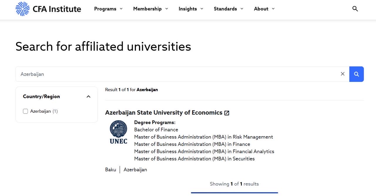 Программа MBA UNEC получила аккредитацию престижного института CFA! (ФОТО)