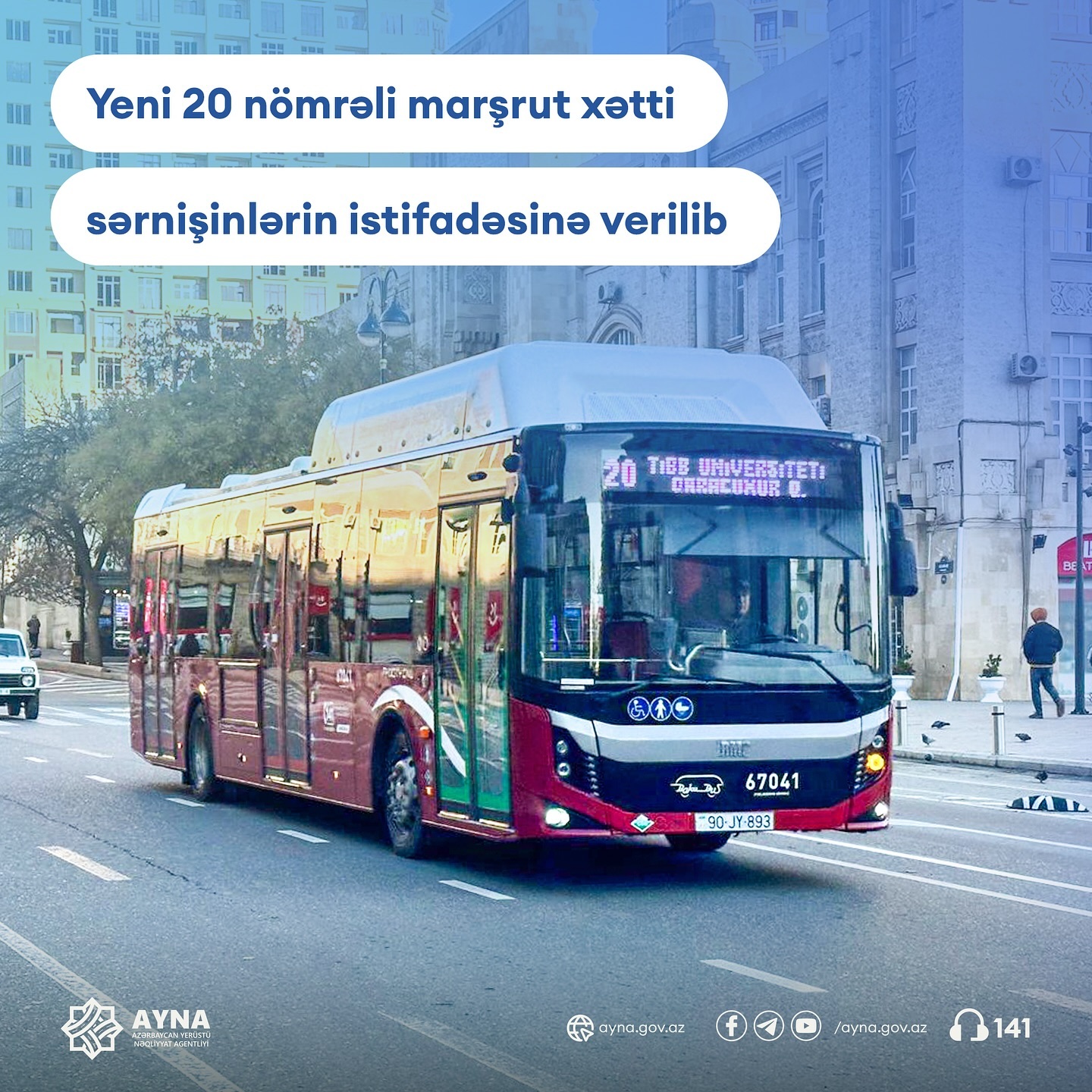 Bakıda yeni avtobus marşrutu istifadəyə verildi