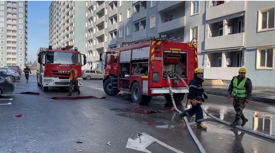 Saray qəsəbəsindəki yaşayış binasında baş vermiş yanğın söndürülüb (ƏLAVƏ OLUNUB) (FOTO/VİDEO)