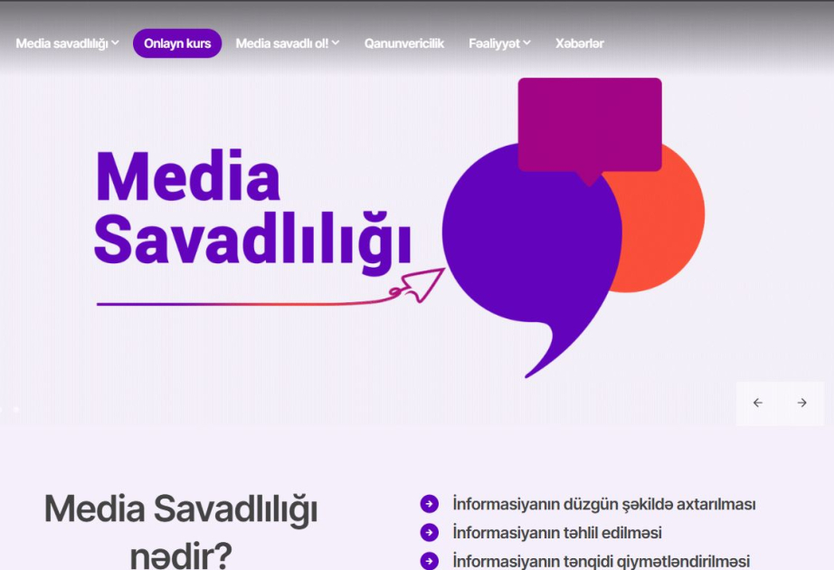 “Media savadlılığı” həftəsi çərçivəsində “medialiteracy.media.gov.az” platformasında onlayn kurs istifadəyə verilib