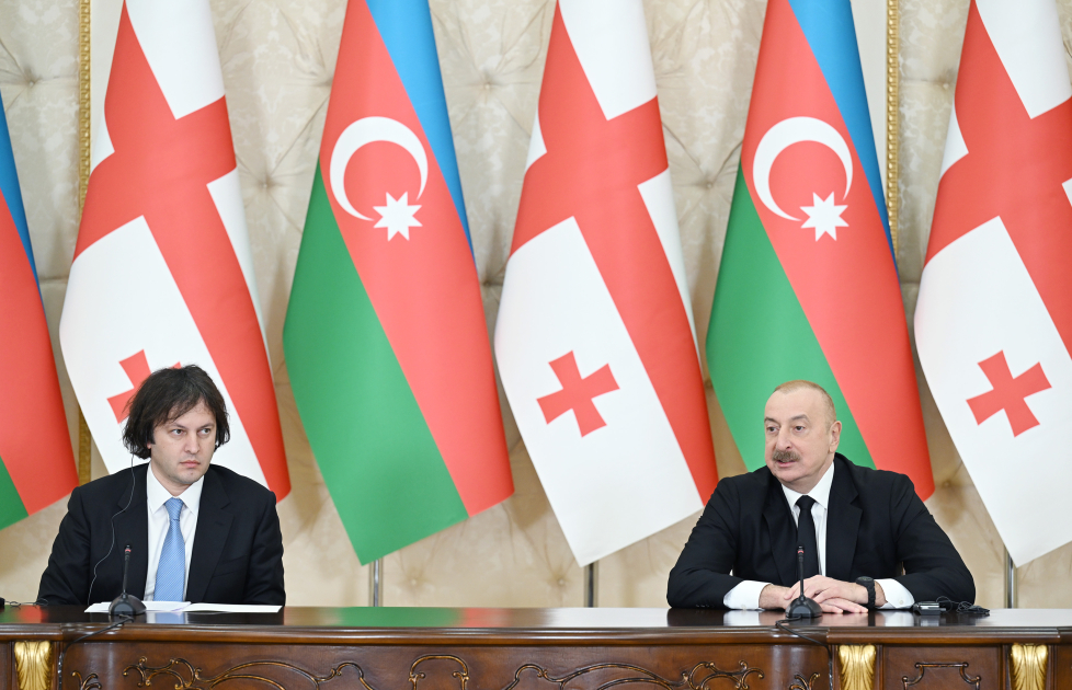 President Ilham Aliyev, PM Irakli Kobakhidze make press statements (PHOTO/VIDEO)