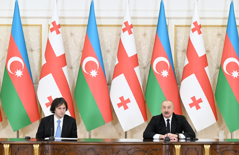 President Ilham Aliyev, PM Irakli Kobakhidze make press statements (PHOTO/VIDEO)