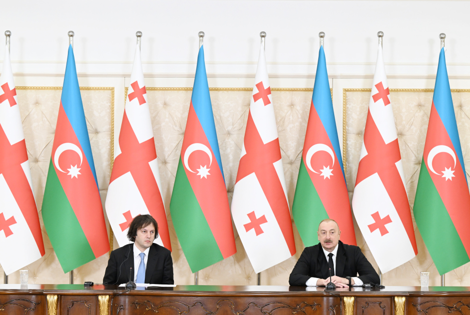 President Ilham Aliyev, PM Irakli Kobakhidze make press statements (PHOTO/VIDEO)