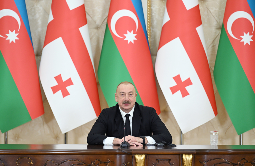 President Ilham Aliyev, PM Irakli Kobakhidze make press statements (PHOTO/VIDEO)