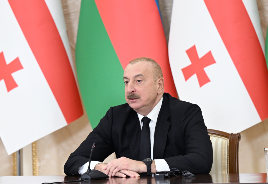 President Ilham Aliyev, PM Irakli Kobakhidze make press statements (PHOTO/VIDEO)