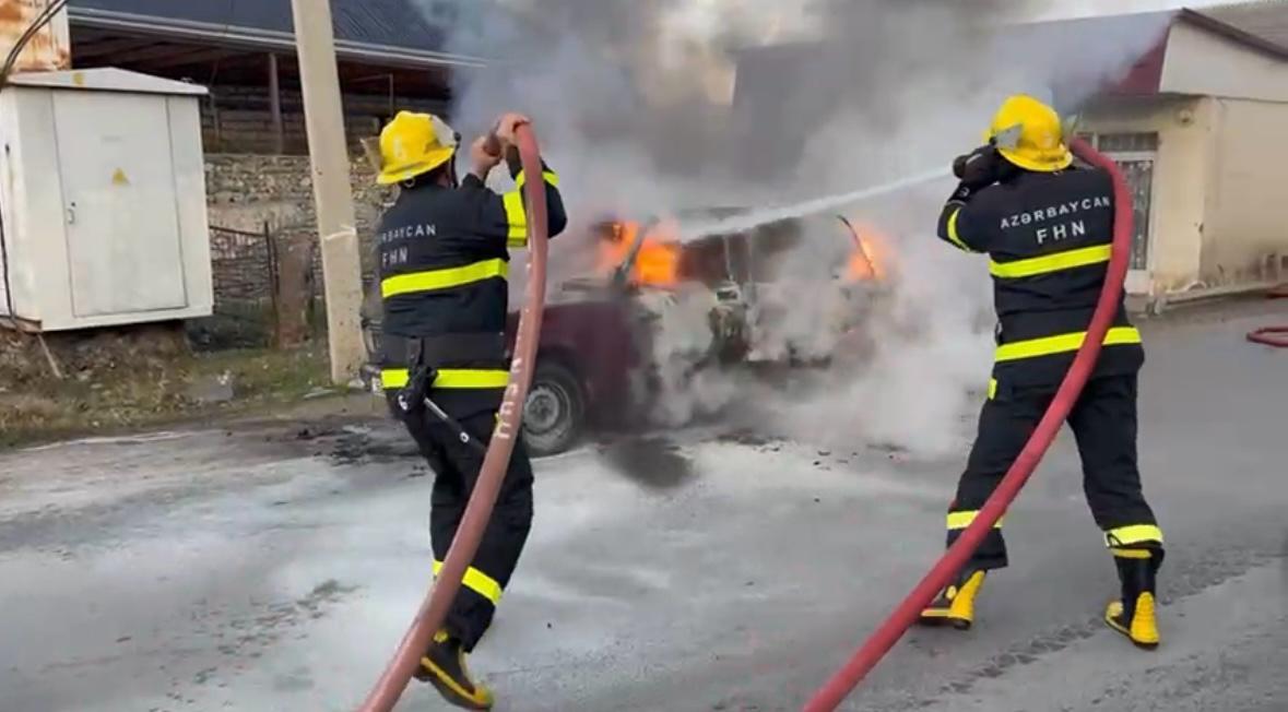 Qazaxda minik avtomobili yanıb (FOTO/VİDEO)