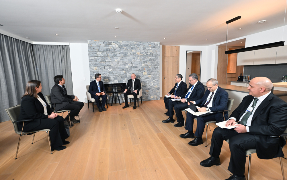 President Ilham Aliyev meets with CEO of OliverWyman Group in Davos (PHOTO)