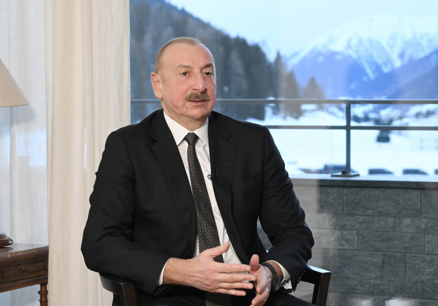 President Ilham Aliyev interviewed by CGTN in Davos (PHOTO)