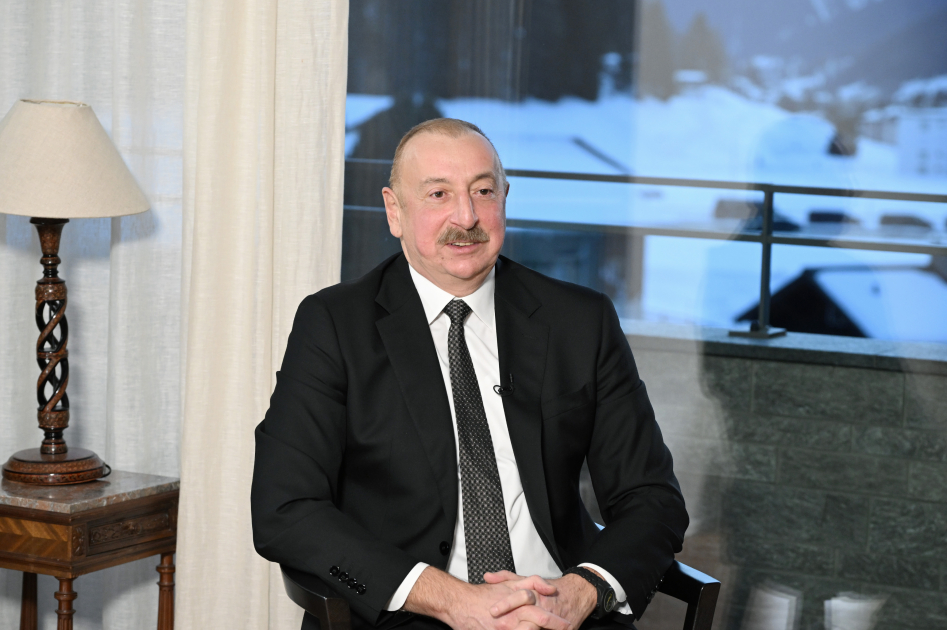 President Ilham Aliyev interviewed by CGTN in Davos (PHOTO)