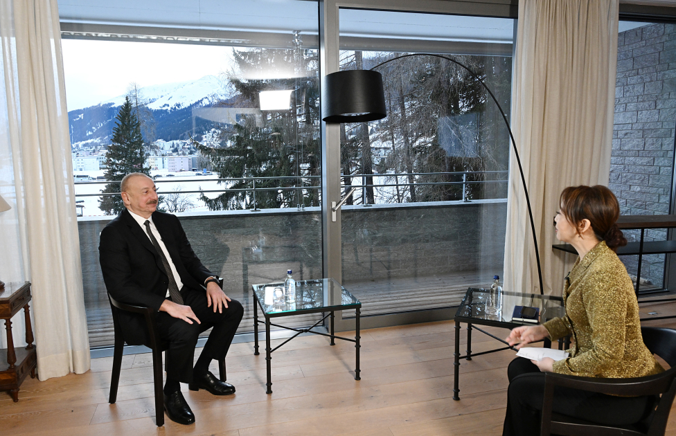 President Ilham Aliyev interviewed by CGTN in Davos (PHOTO)