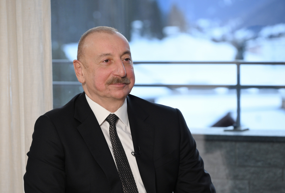 President Ilham Aliyev interviewed by CGTN in Davos (PHOTO)