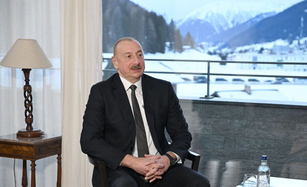 President Ilham Aliyev interviewed by CGTN in Davos (PHOTO)