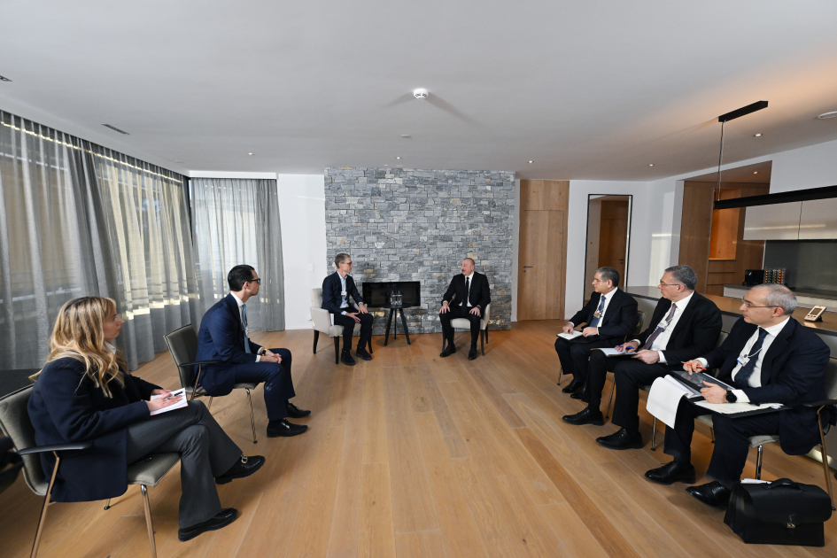 President Ilham Aliyev meets CEO of Carlsberg Group in Davos (PHOTO/VIDEO)