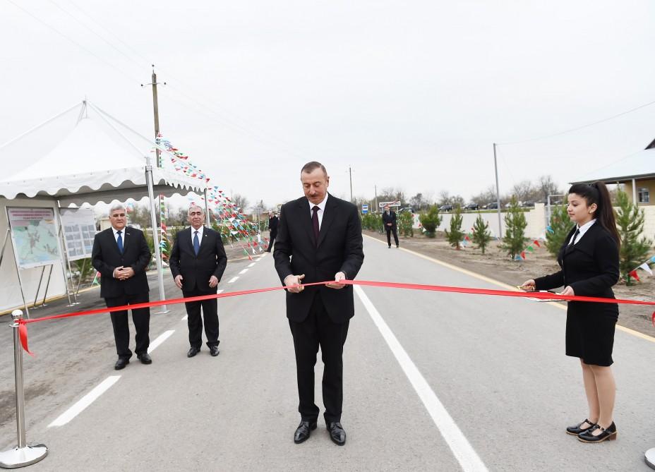 Президент Ильхам Алиев принял участие в открытии реконструированной автодороги Суговушан-Хашимханлы (ФОТО)