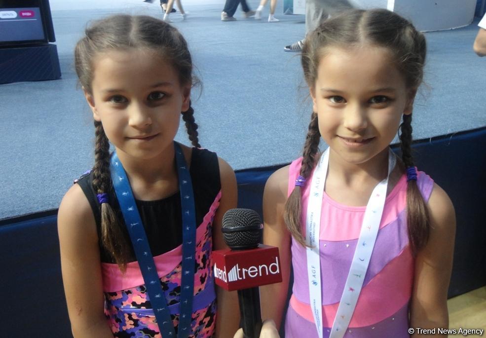 Сестры -близнецы об участии на Чемпионате Баку по спортивной гимнастике