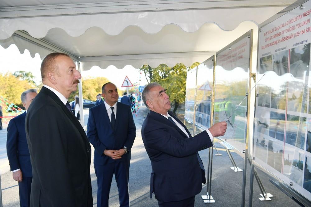 Президент Ильхам Алиев принял участие в открытии автодороги Гах-Гыпчаг-Агязы (ФОТО)