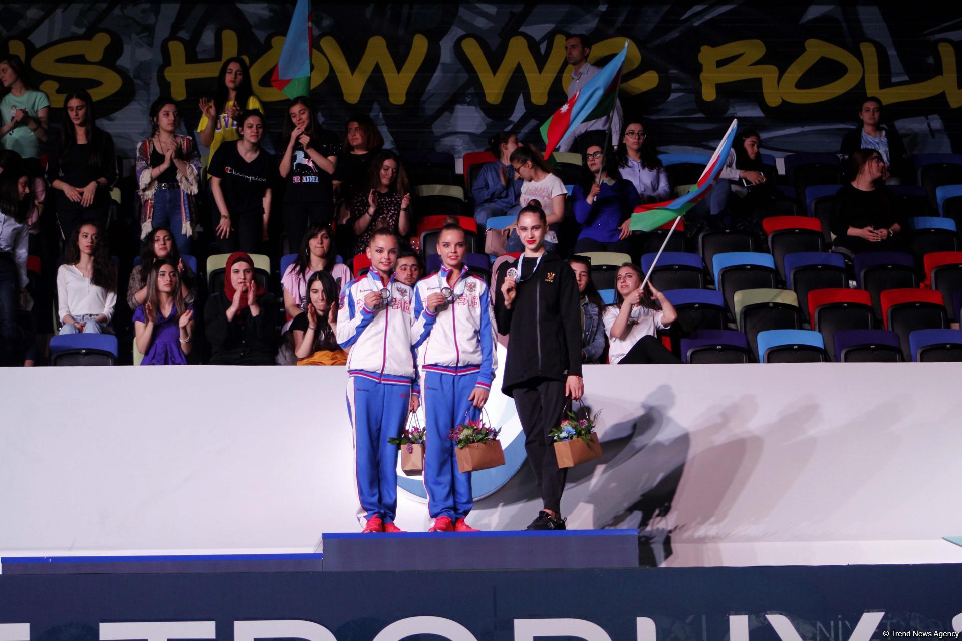 В Баку состоялась церемония награждения индивидуальных гимнасток по итогам многоборья на Кубке мира в Баку (ФОТО)