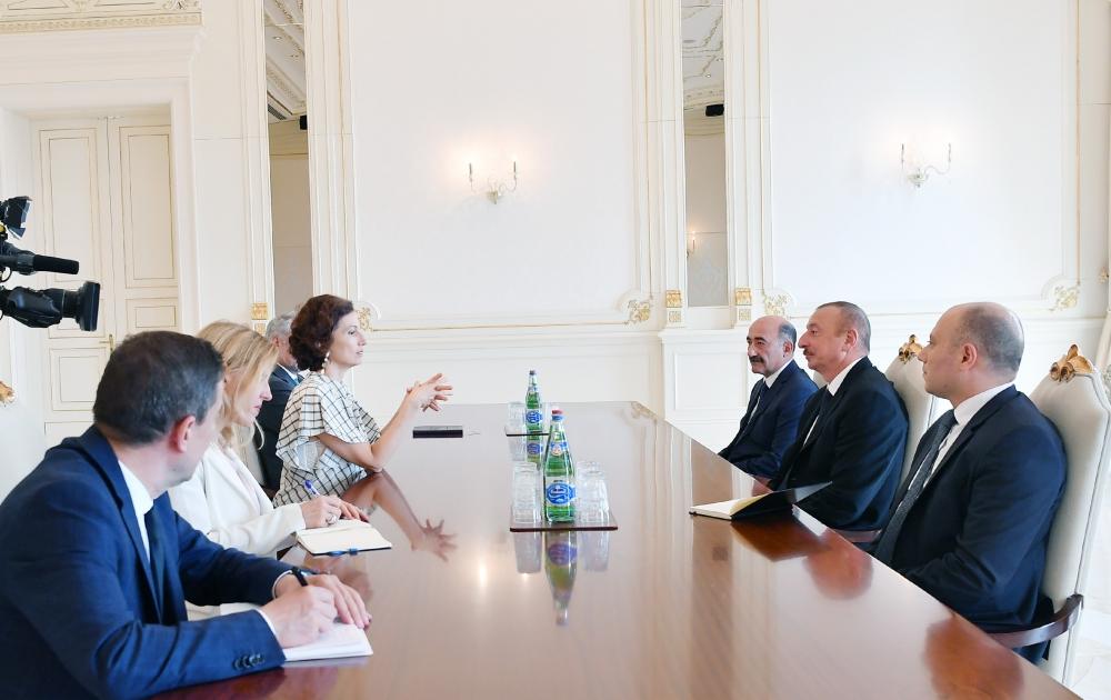 Президент Ильхам Алиев принял делегацию под руководством гендиректора ЮНЕСКО Одрэ Азуле (версия 2)