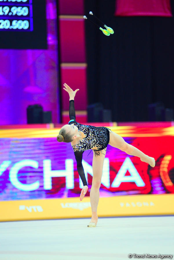 Bakıda keçirilən Bədii Gimnastika üzrə Dünya Çempionatının üçüncü günündən ən maraqlı anlar (FOTO)