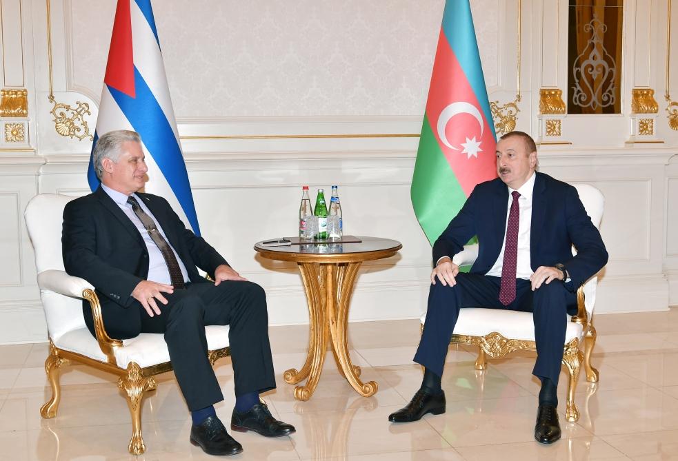 Президент Азербайджана Ильхам Алиев встретился с президентом Кубы Мигелем Диас-Канелем (ФОТО)