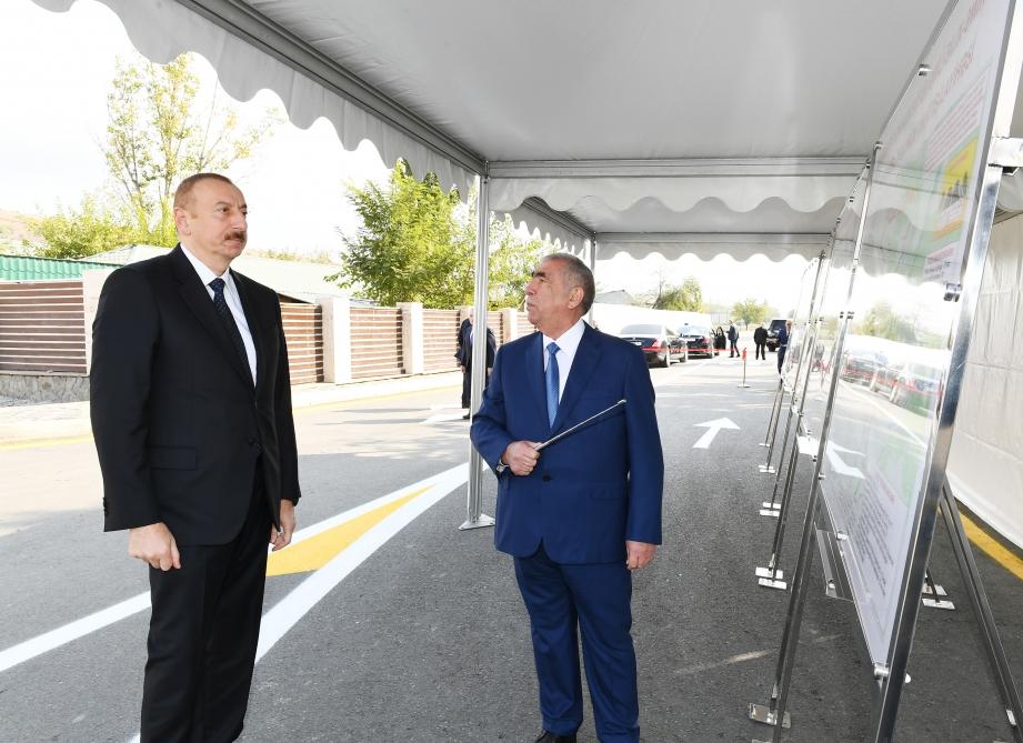 Президент Ильхам Алиев принял участие в открытии автодороги в Габале (ФОТО) (версия 2)
