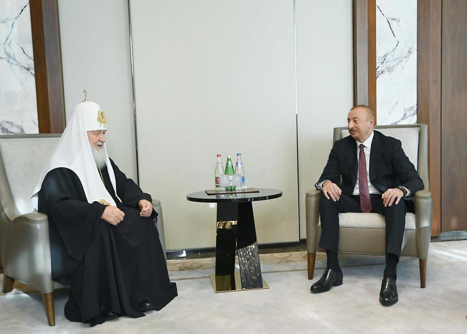 Prezident İlham Əliyev və birinci xanım Mehriban Əliyeva Moskvanın və Bütün Rusiyanın Patriarxı Kirill ilə görüşüblər (FOTO)