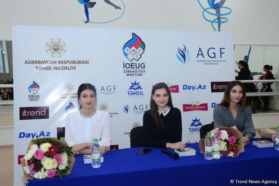 Bədii gimnastika üzrə Azərbaycan milli komandasının üzvləri gənc idmançılarla görüşüblər (FOTO)