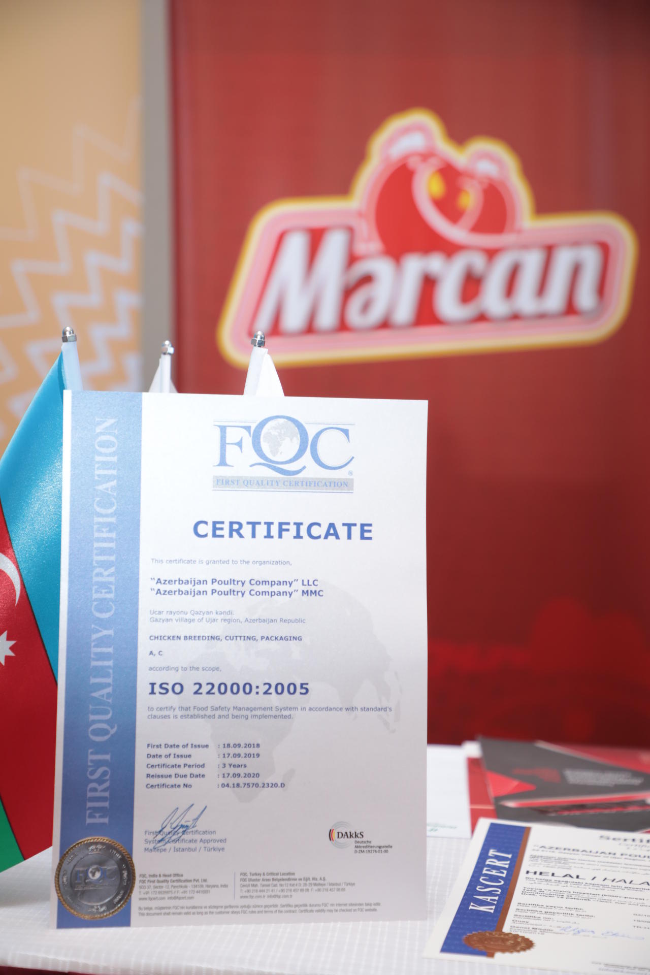 “Mərcan” məhsullarına yenilənmiş “Halallıq” və “İSO 22000” sertifikatları təqdim olundu (FOTO)